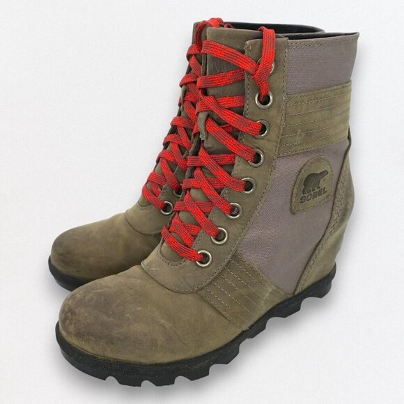 Sorel Joan Of Arctic Boots Wedge Lexie Quarry Gray Ankle Booties Women's 8.5M - Picture 3 of 5